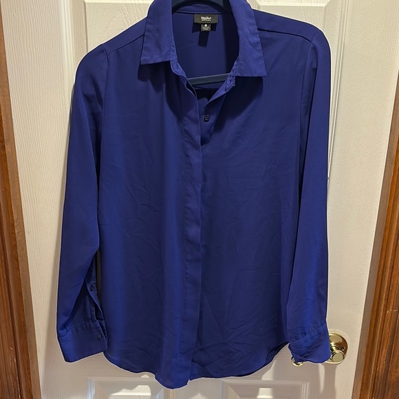 Mossimo Supply Co Purple Notched Collar Button Down Shirt - Picture 2 of 4